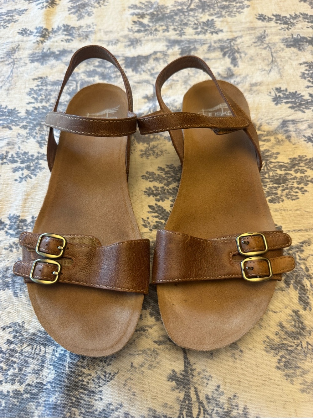 Dansko Women's Brown Leather Double-Buckle Sandals